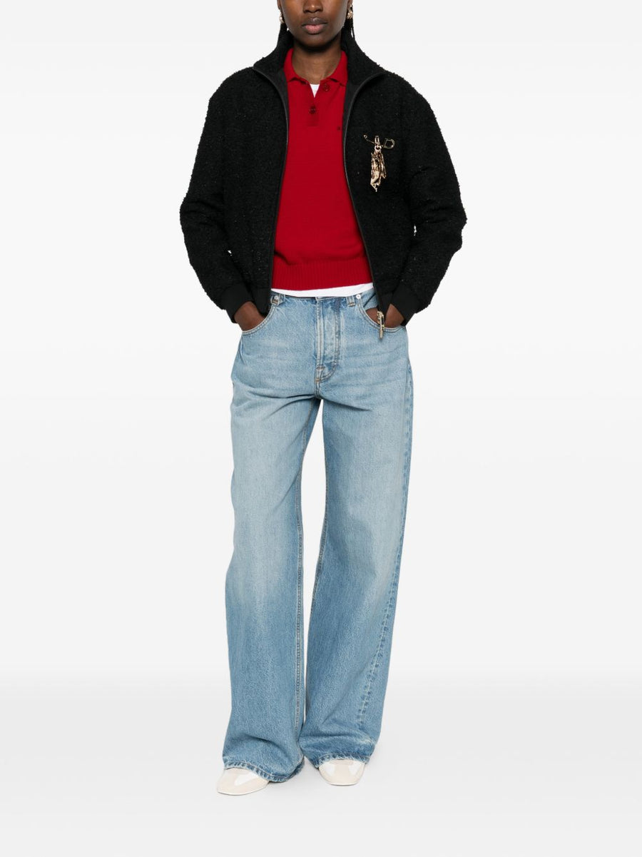 Emporio Armani Tweed Blouson Jacket For Women With Luxurious Textured Finish And Sleek Lines
