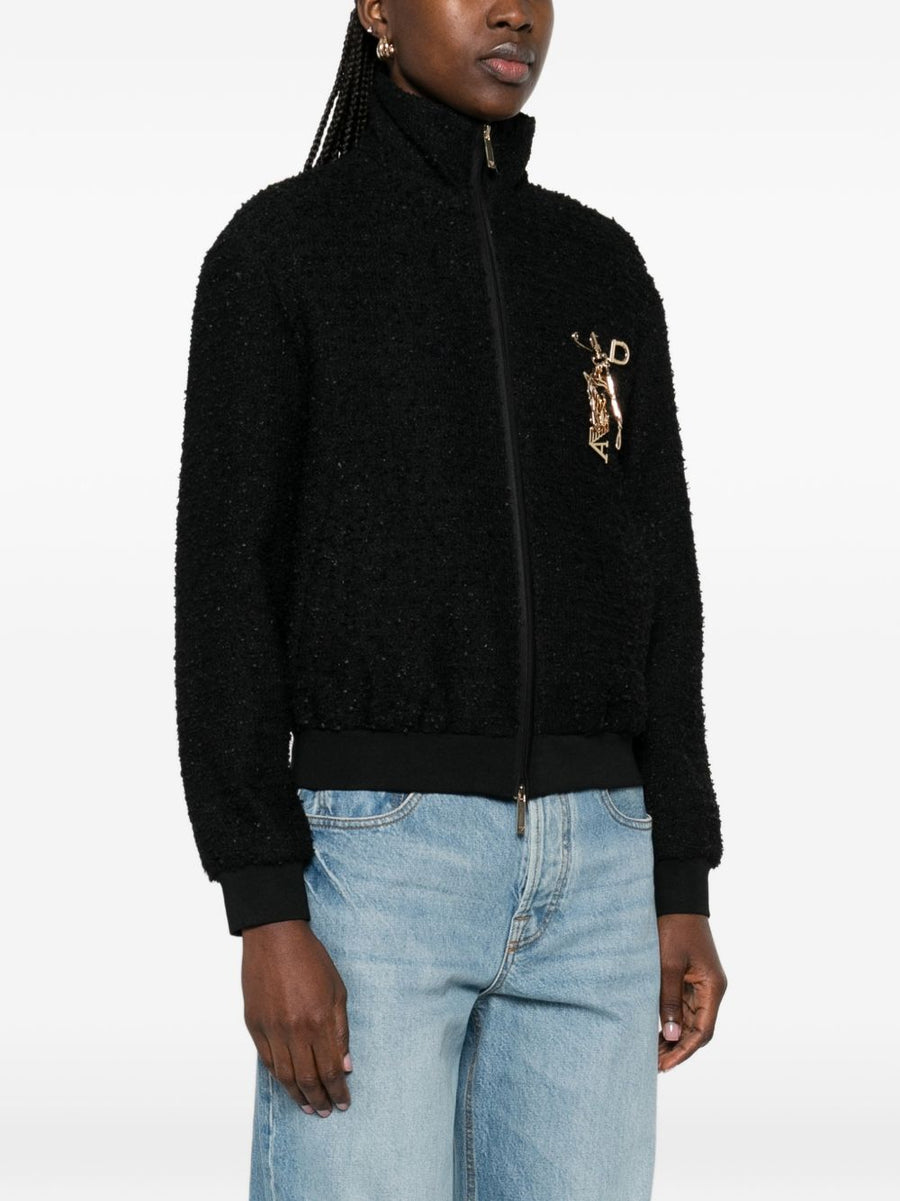 Emporio Armani Tweed Blouson Jacket For Women With Luxurious Textured Finish And Sleek Lines