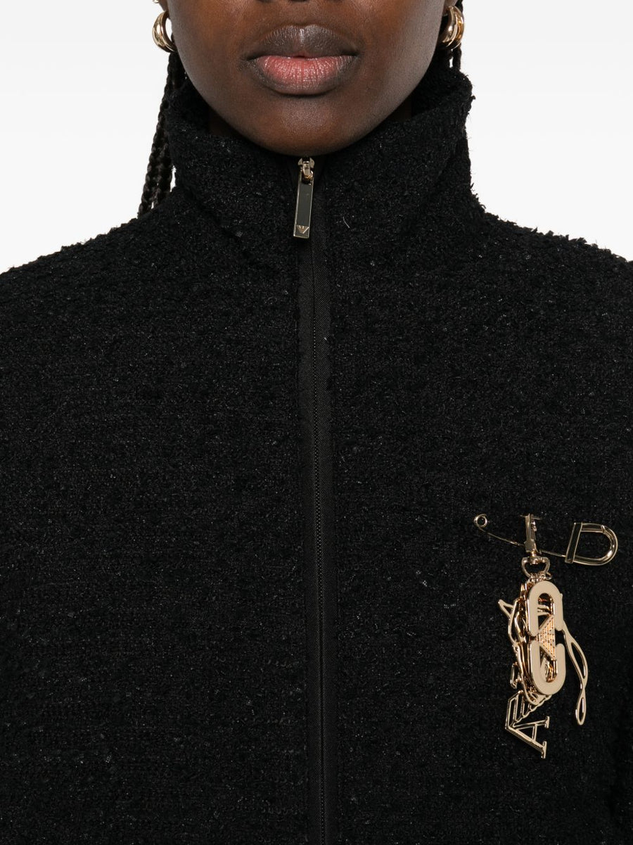Emporio Armani Tweed Blouson Jacket For Women With Luxurious Textured Finish And Sleek Lines