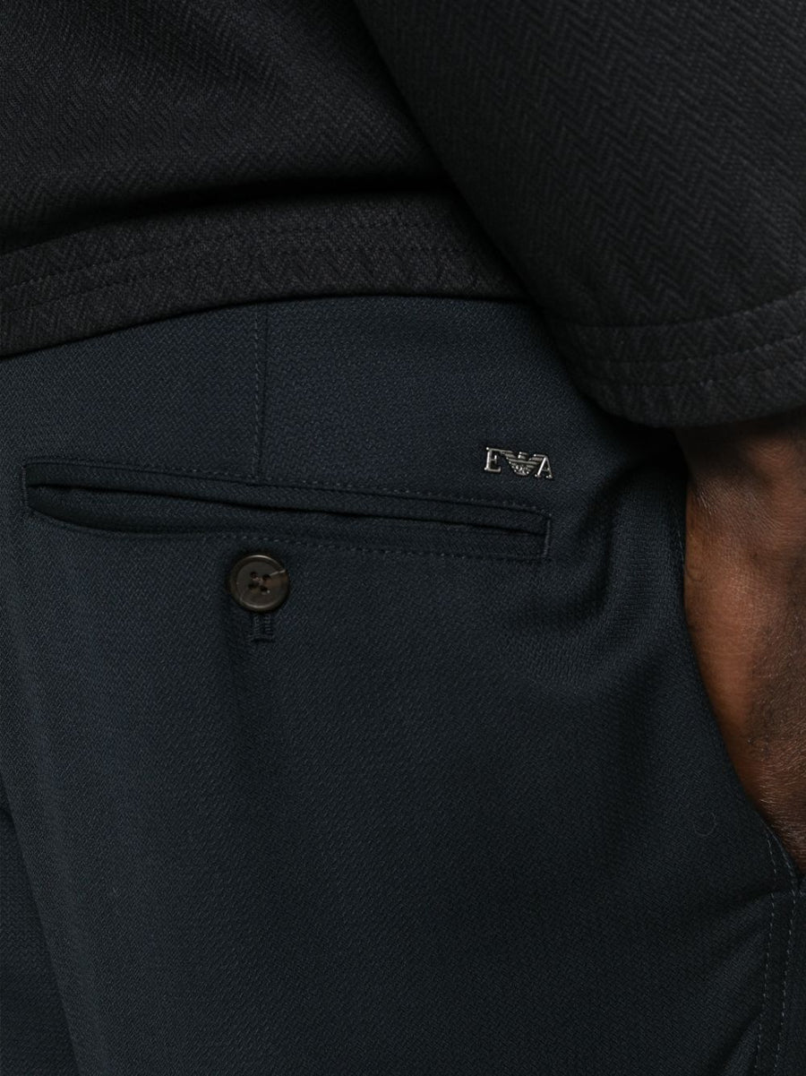 Emporio Armani Navy Wool Trousers For Men Premium Virgin Wool Tailored Fit With Crisp Crease