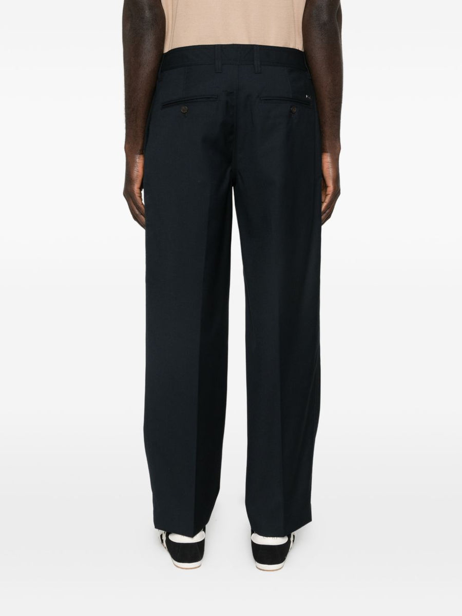 Emporio Armani Navy Wool Trousers For Men Premium Virgin Wool Tailored Fit With Crisp Crease