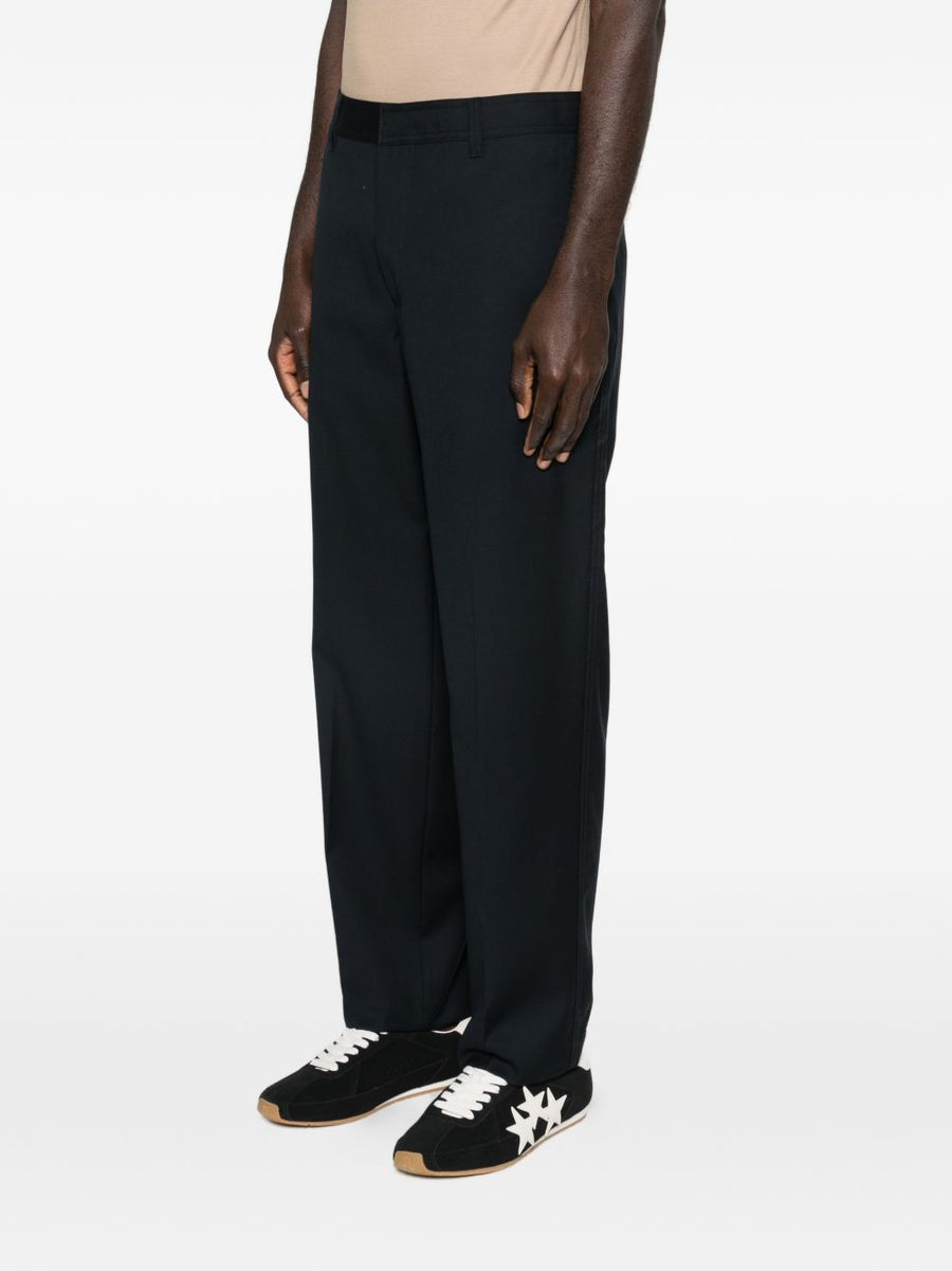 Emporio Armani Navy Wool Trousers For Men Premium Virgin Wool Tailored Fit With Crisp Crease