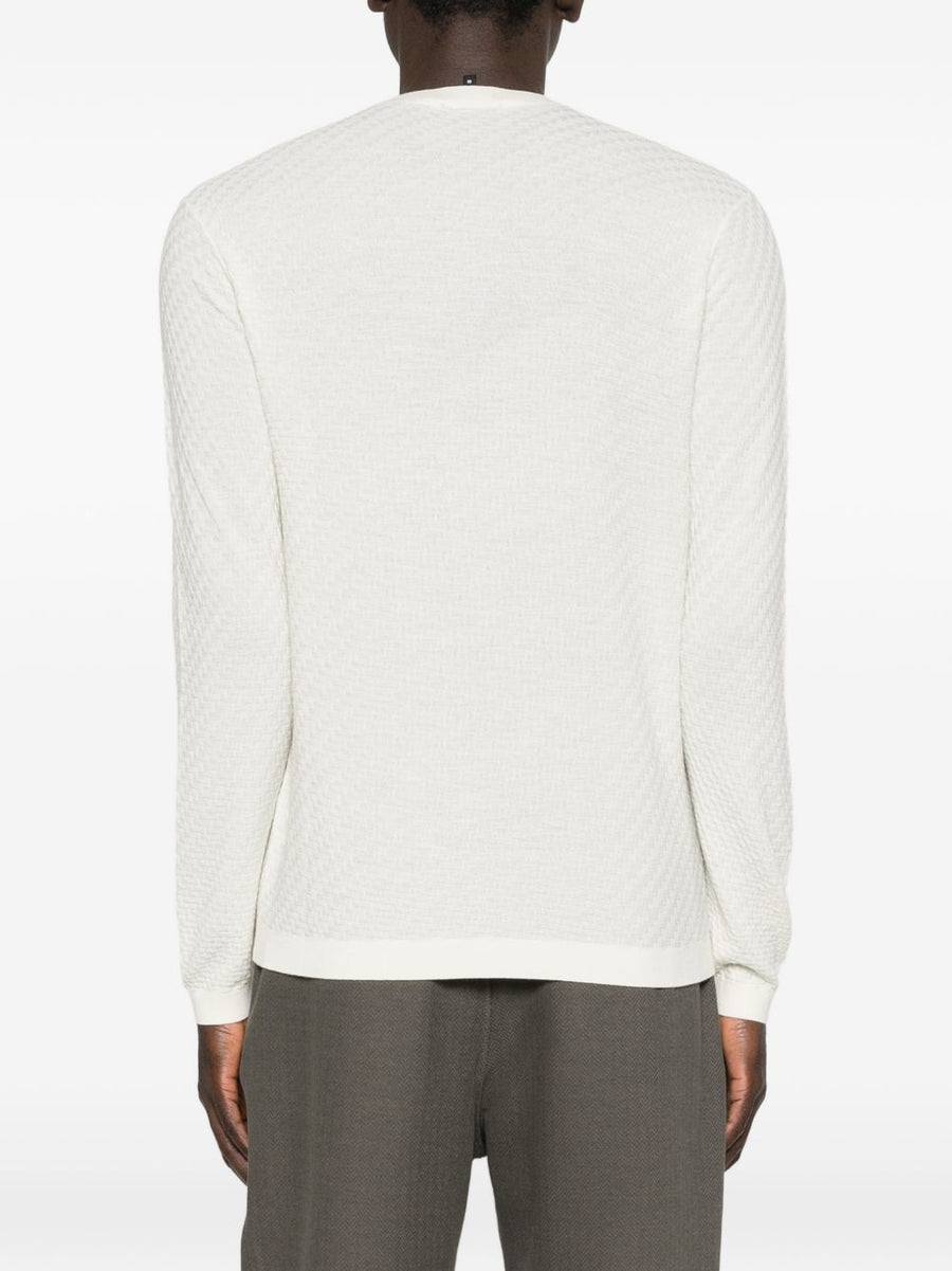 Emporio Armani Wool Crewneck Sweater For Men, 100 Percent Virgin Wool, Refined Warmth, Everyday Luxury