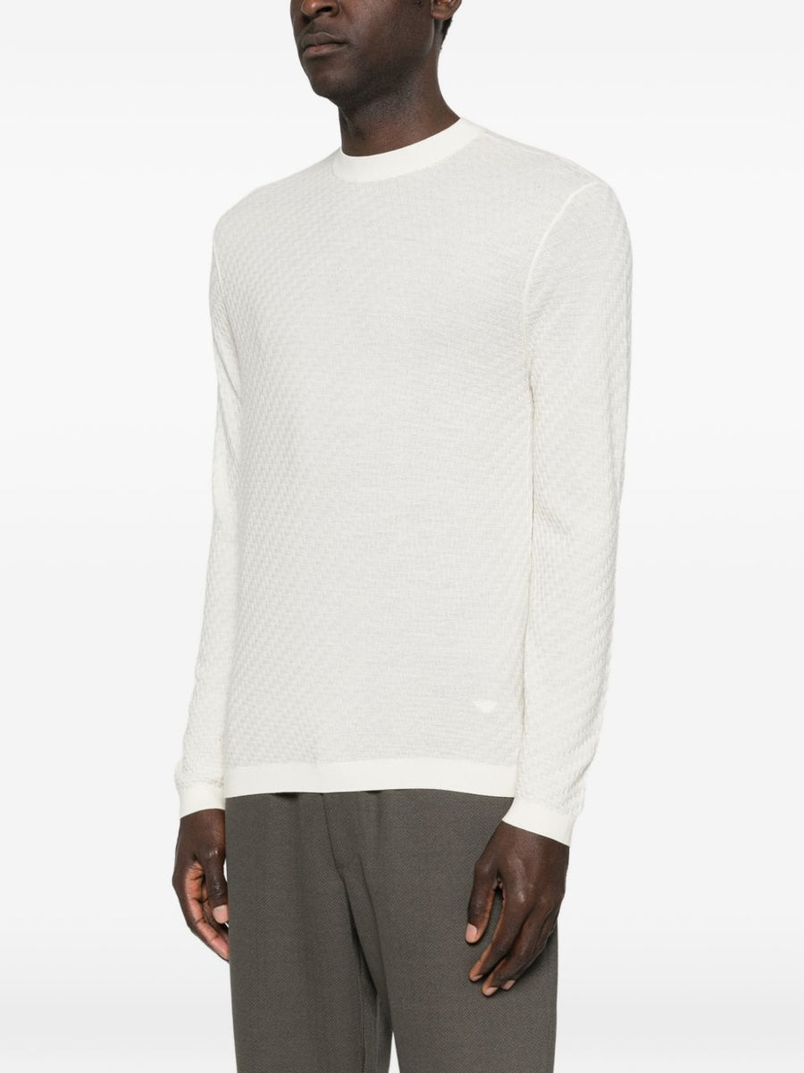 Emporio Armani Wool Crewneck Sweater For Men, 100 Percent Virgin Wool, Refined Warmth, Everyday Luxury