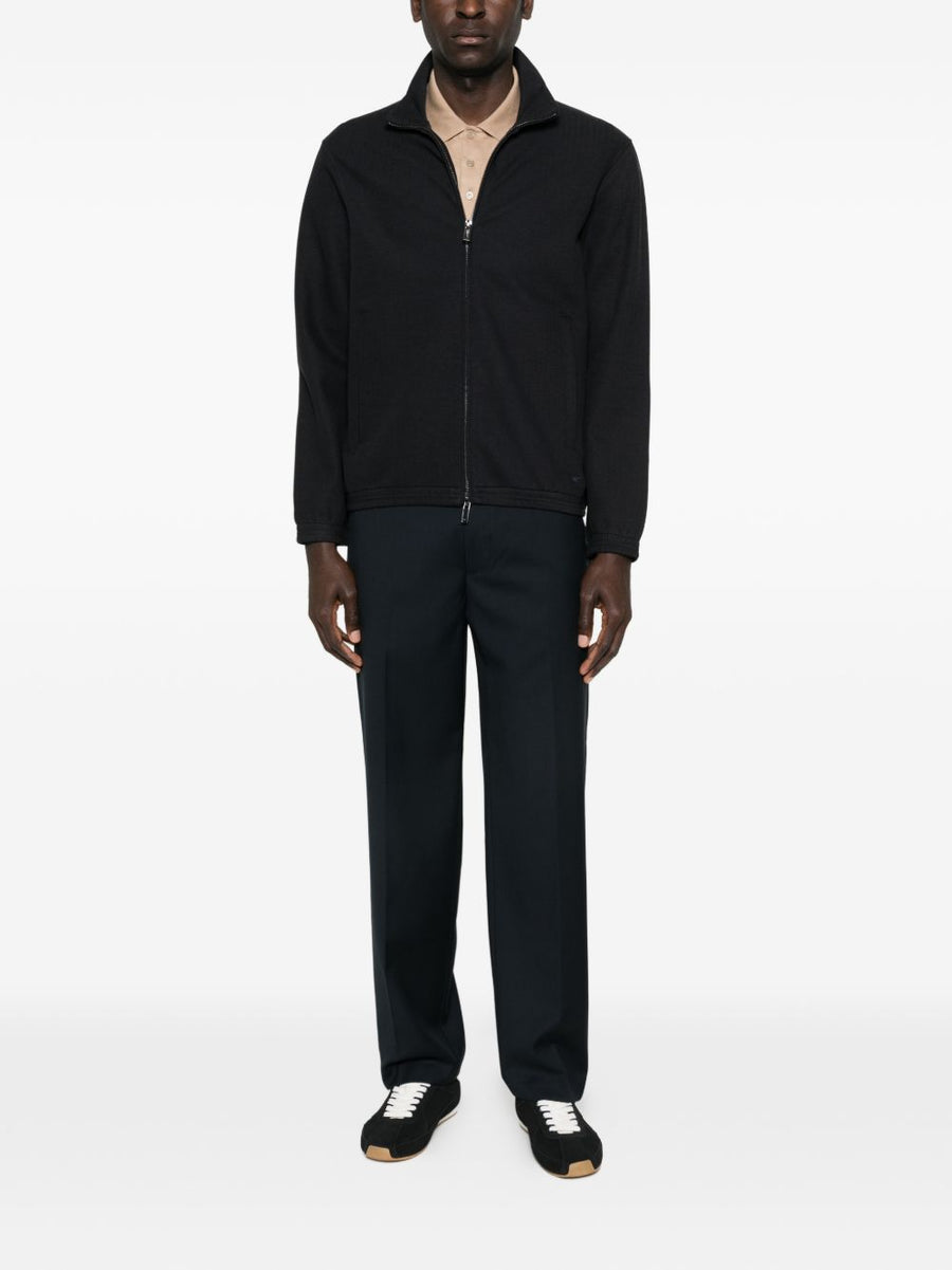 Emporio Armani Zipped Sweatshirt For Men Navy With Front Pockets And Front Zip Closure