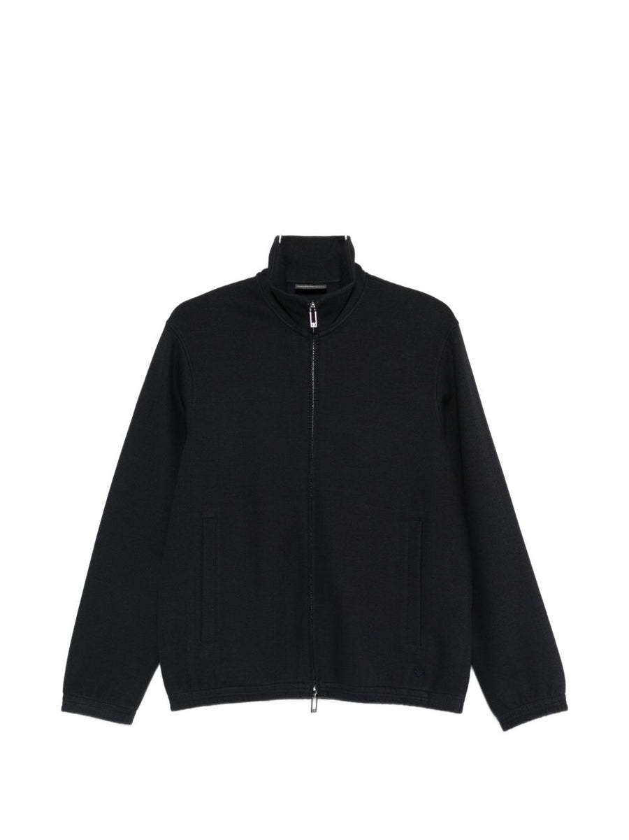 Emporio Armani Zipped Sweatshirt For Men Navy With Front Pockets And Front Zip Closure