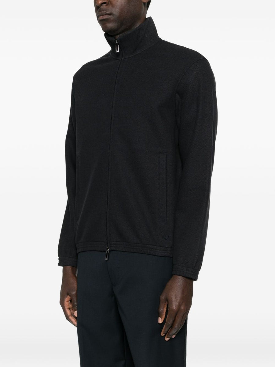 Emporio Armani Zipped Sweatshirt For Men Navy With Front Pockets And Front Zip Closure