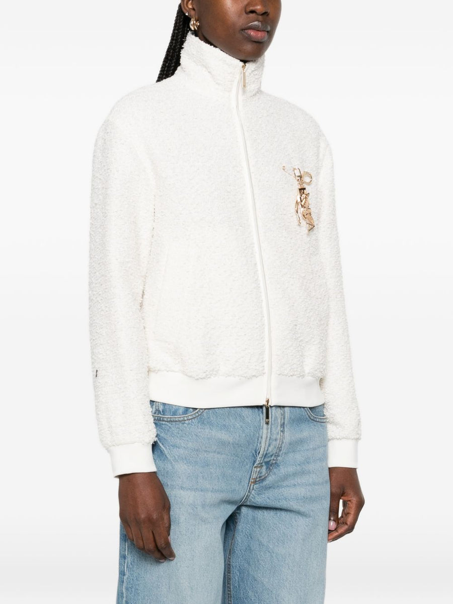 Emporio Armani Tweed Blouson Jacket For Women Textured Tweed Detailing Zip Front Refined Modern Fit
