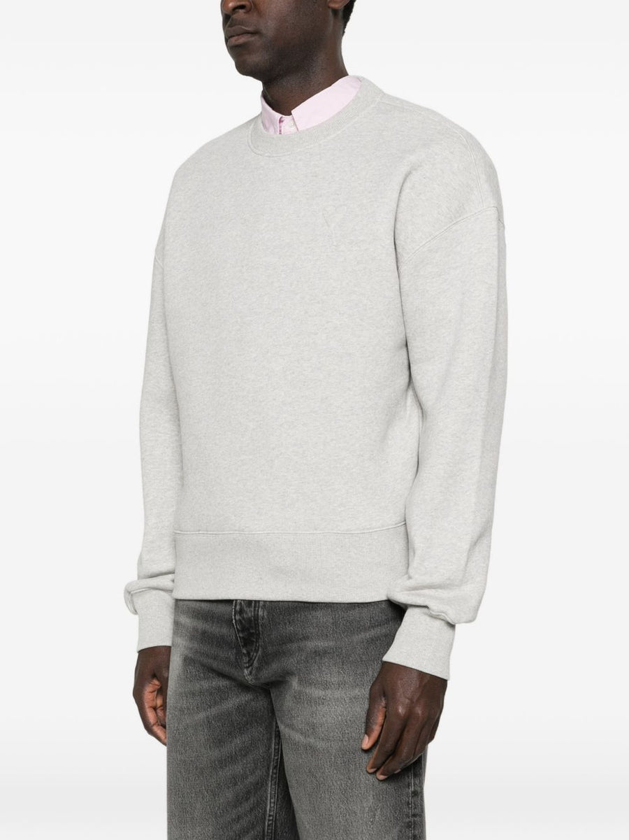 Ami Paris Ami De Coeur Cotton Sweatshirt for Men With Timeless Comfort in Grey Everyday Essential