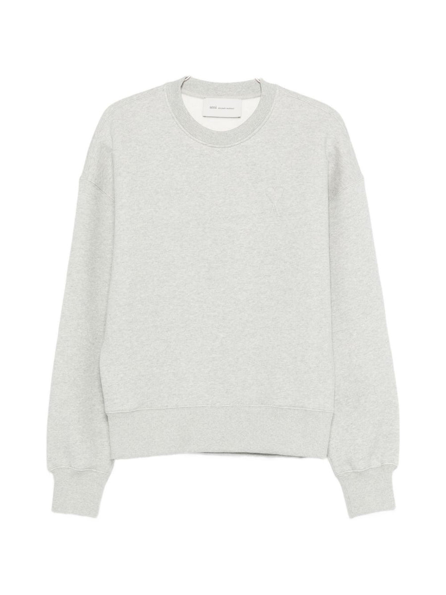 Ami Paris Ami De Coeur Cotton Sweatshirt for Men With Timeless Comfort in Grey Everyday Essential