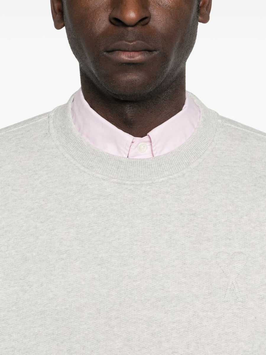 Ami Paris Ami De Coeur Cotton Sweatshirt for Men With Timeless Comfort in Grey Everyday Essential