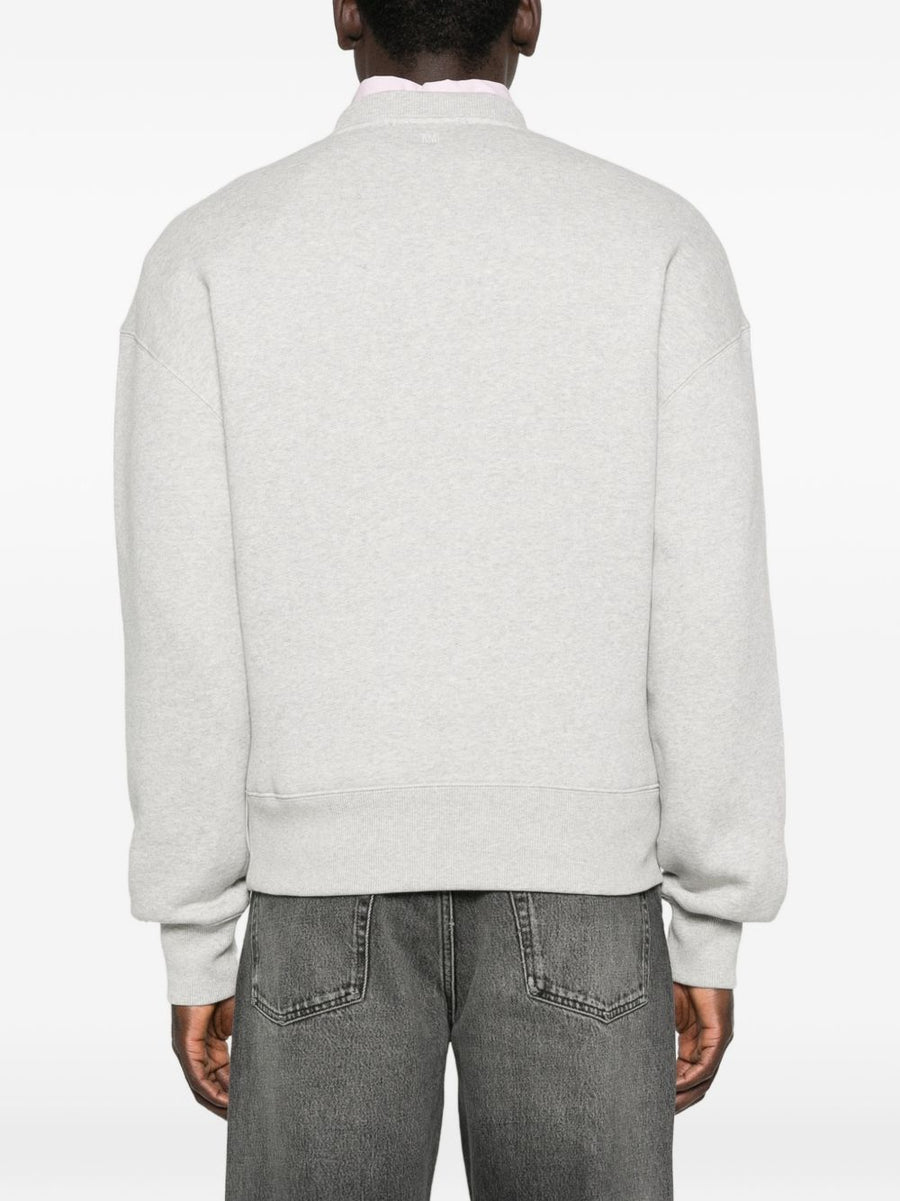 Ami Paris Ami De Coeur Cotton Sweatshirt for Men With Timeless Comfort in Grey Everyday Essential