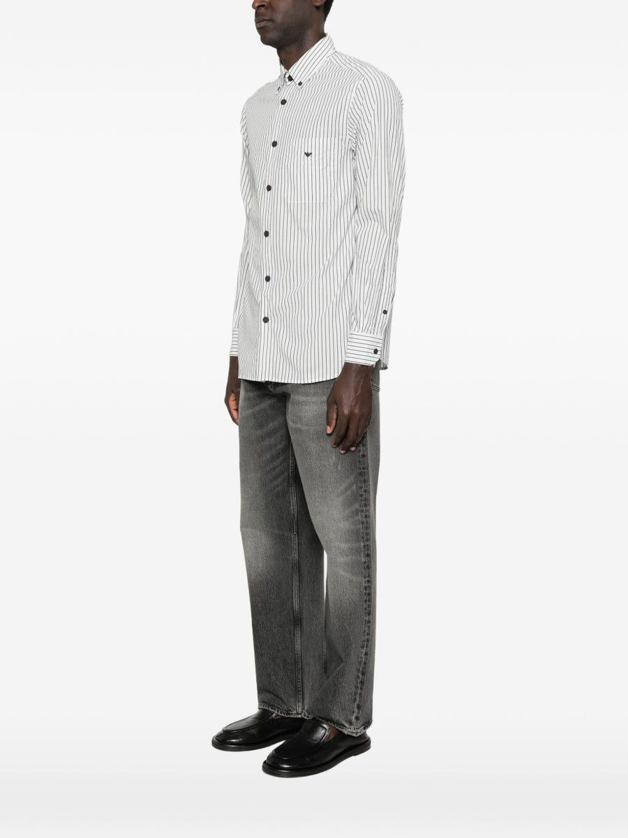 Emporio Armani Striped Cotton Shirt For Men Breathable 100 Percent Cotton Luxury Signature Logo