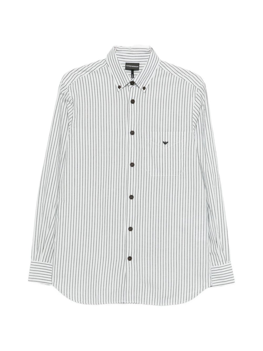 Emporio Armani Striped Cotton Shirt For Men Breathable 100 Percent Cotton Luxury Signature Logo