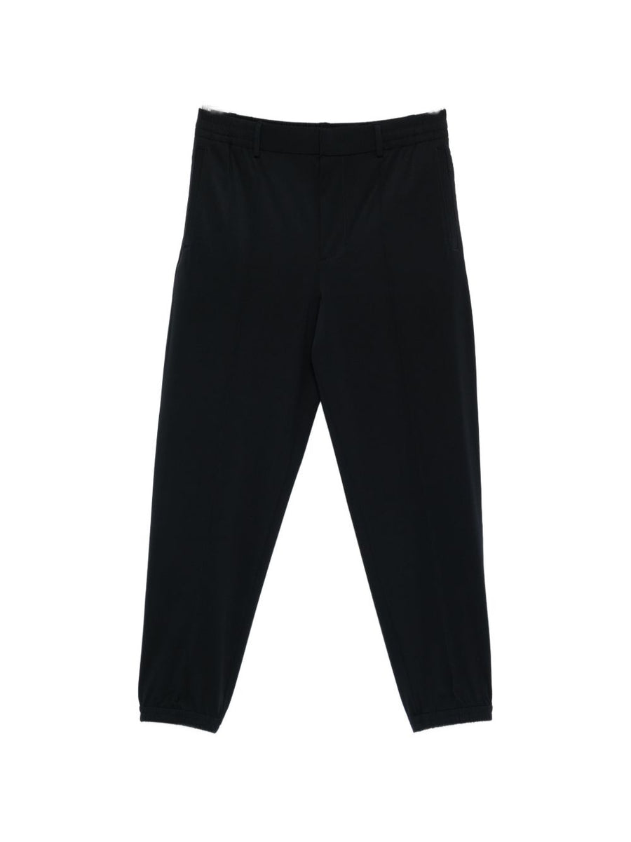 Emporio Armani Nylon Trousers Navy Stretch Fabric Elastic Waist Mens Travel Ready Luxury