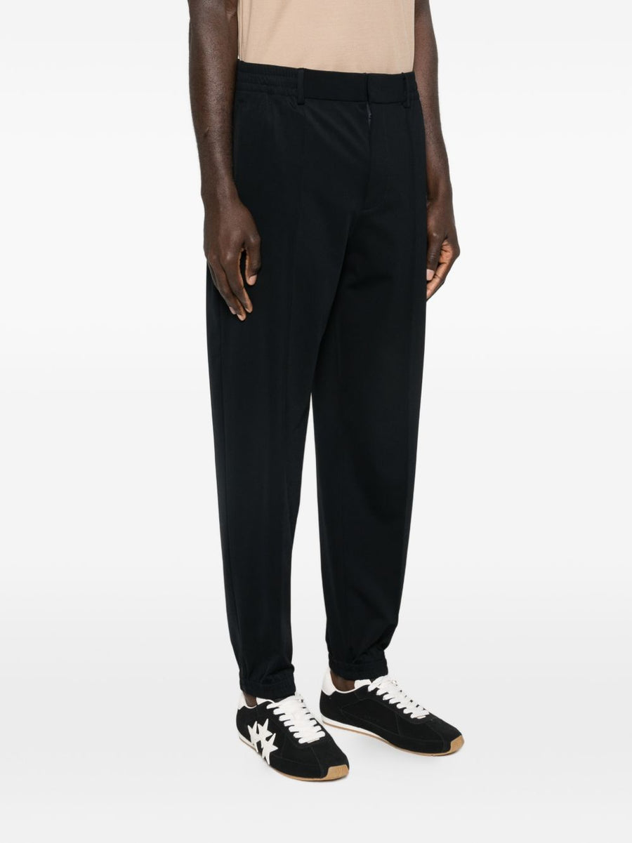 Emporio Armani Nylon Trousers Navy Stretch Fabric Elastic Waist Mens Travel Ready Luxury