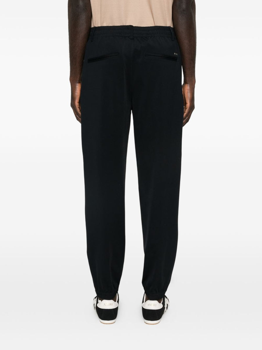 Emporio Armani Nylon Trousers Navy Stretch Fabric Elastic Waist Mens Travel Ready Luxury
