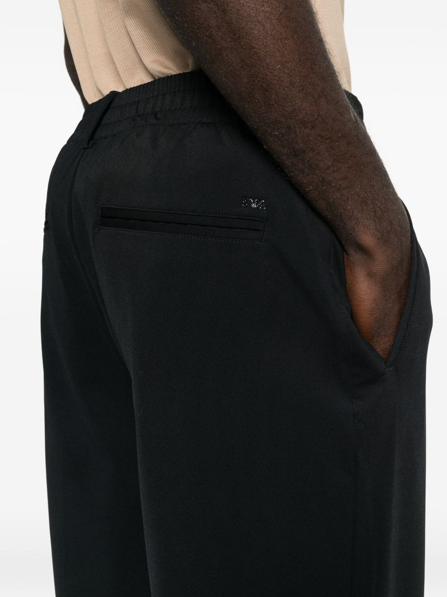 Emporio Armani Nylon Trousers Navy Stretch Fabric Elastic Waist Mens Travel Ready Luxury