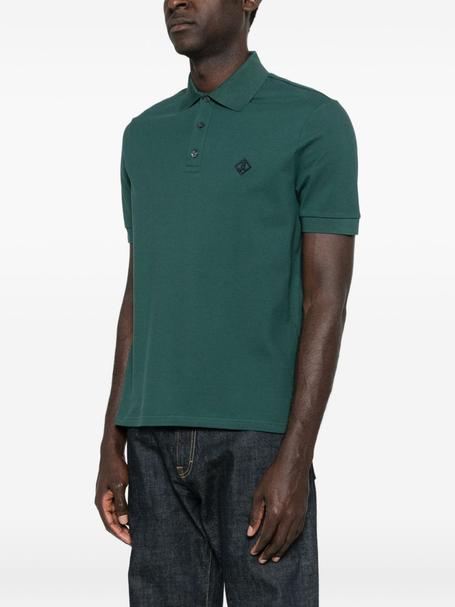 Herno Logo Cotton Polo Shirt For Men Luxury Green Polo With Logo Patch Smart Casual Essential