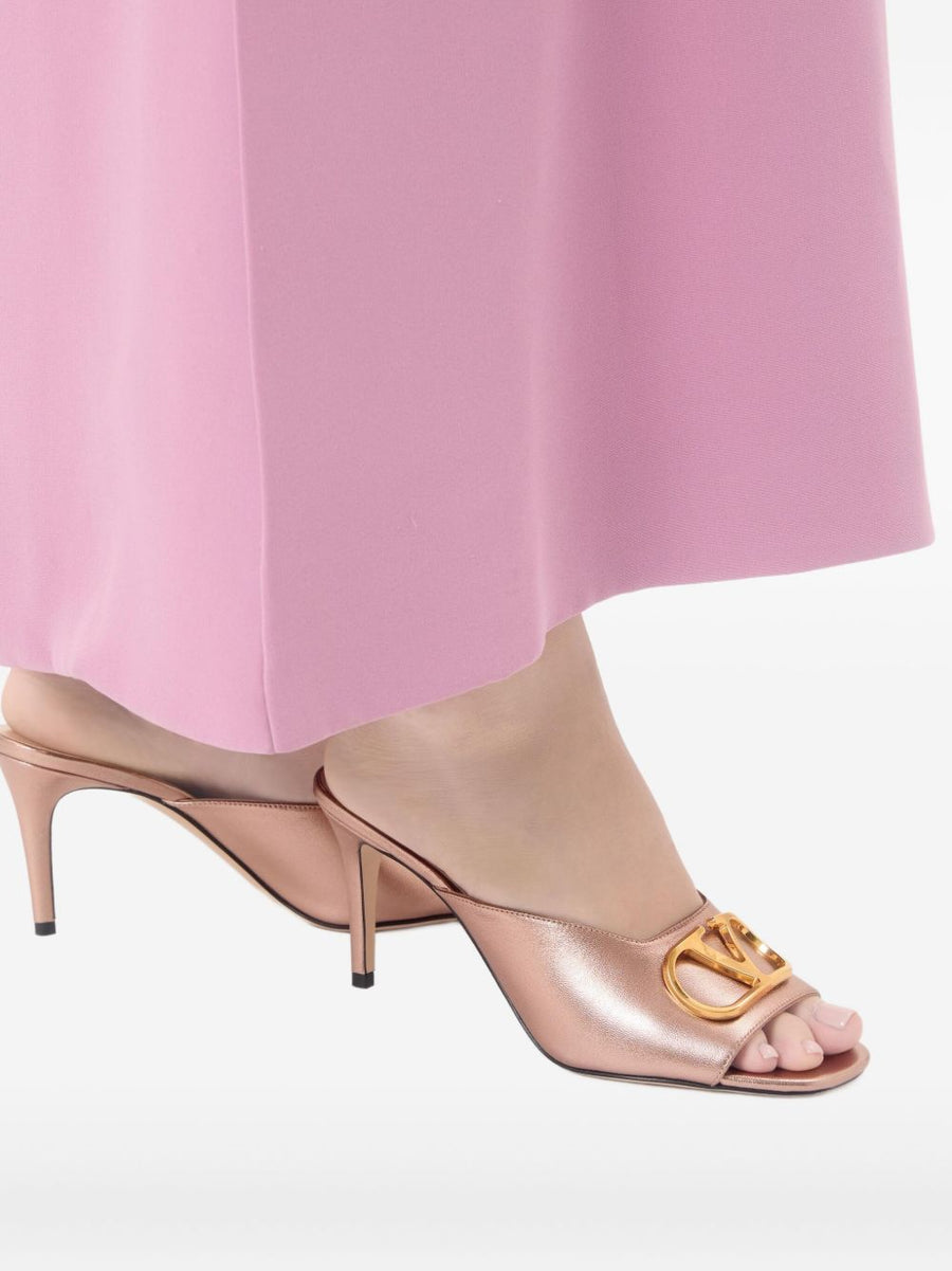 Valentino Garavani VLogo Signature Luxe Metallic Leather Sandals Pink For Women 8cm Open Toe