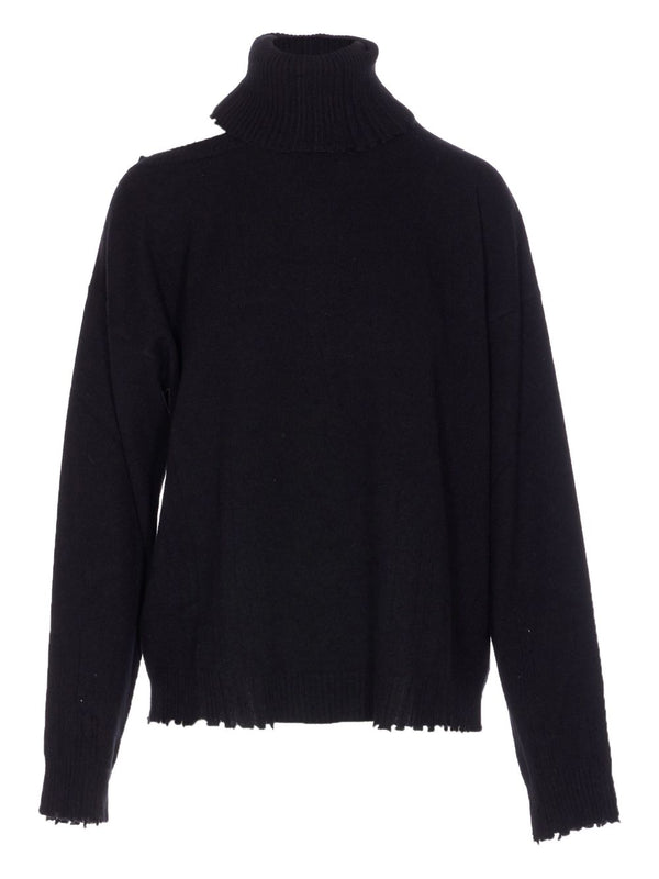 Uma Wang Black Wool Cashmere Crew Neck Sweater For Women Premium Knit With Plush Warmth And Refined Everyday Style