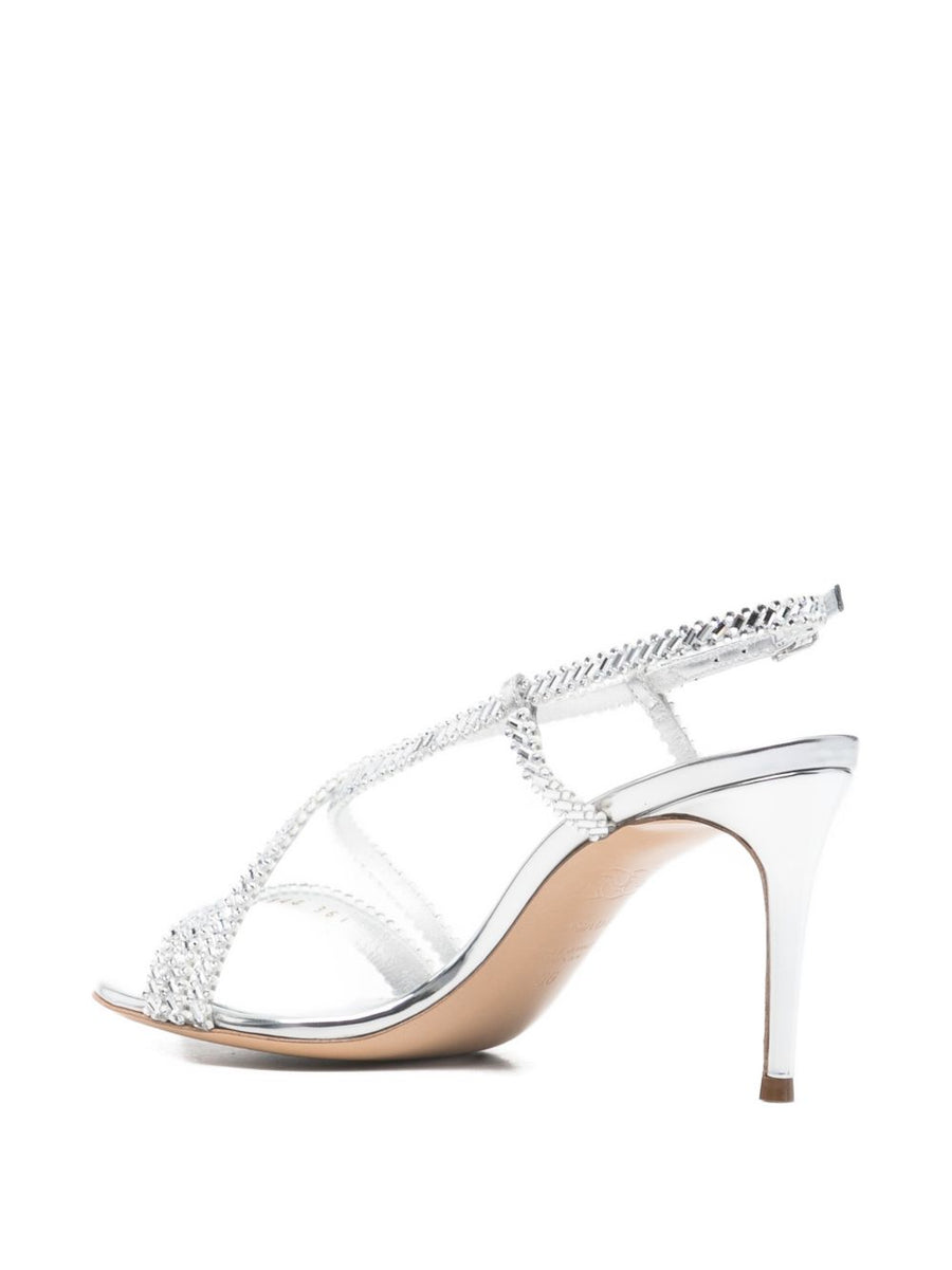 Casadei Starsway Julia Sandals For Women Luxurious Criss Cross Slingback Open Toe 9cm Heel Silver