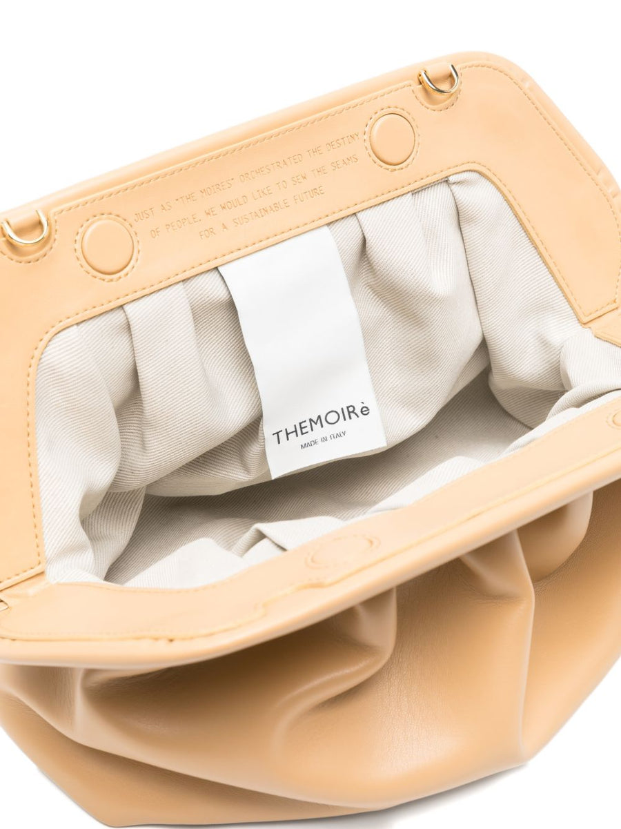 Vegan Fabric Clutch Themoire' Compact Eco Lux For Modern Eco Conscious Women Beige Gathered Strap Dust Bag Included