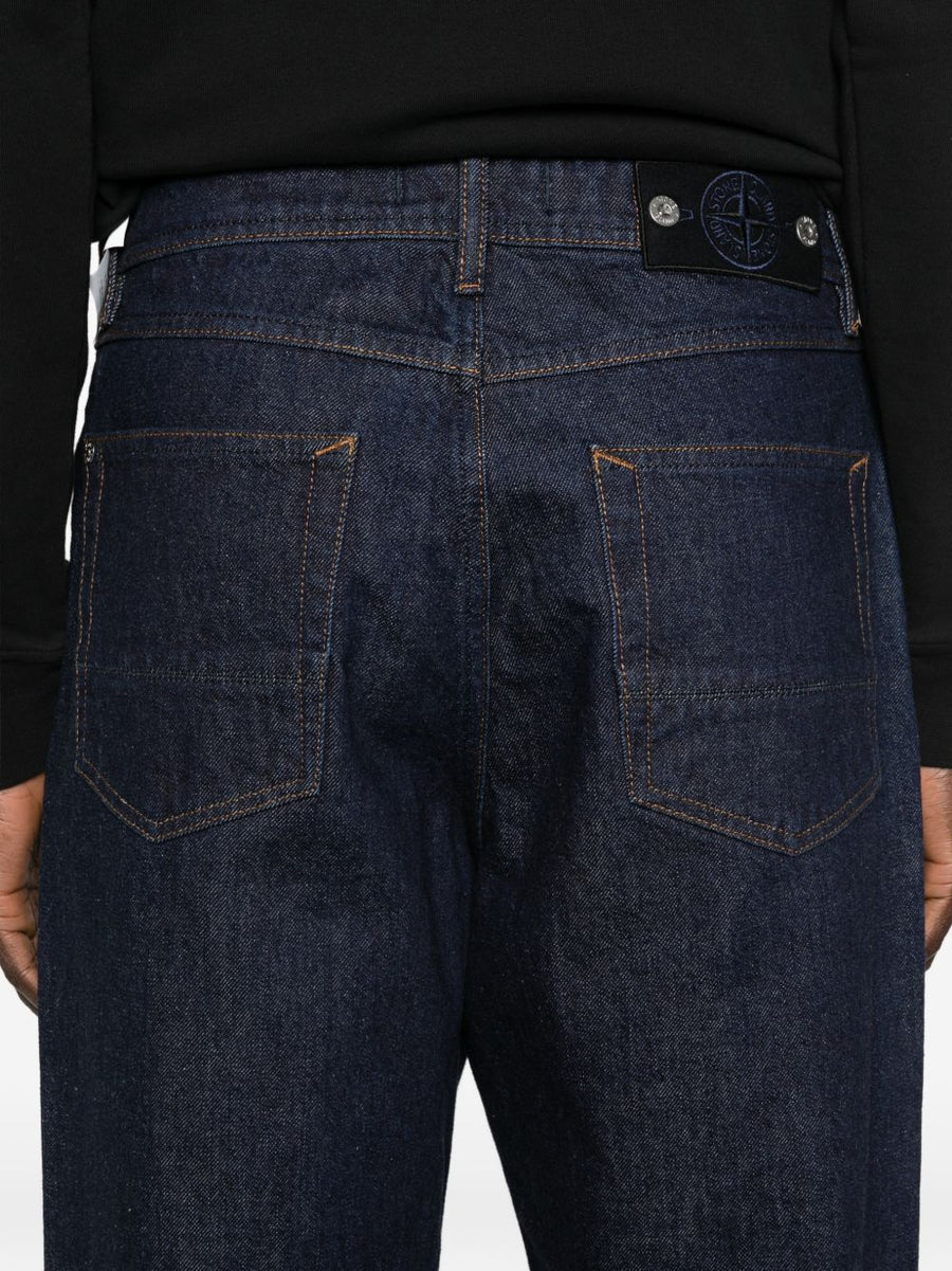 Stone Island Denim Jeans Navy 100 Percent Cotton For Men Five Pocket Comfort Everyday Wear