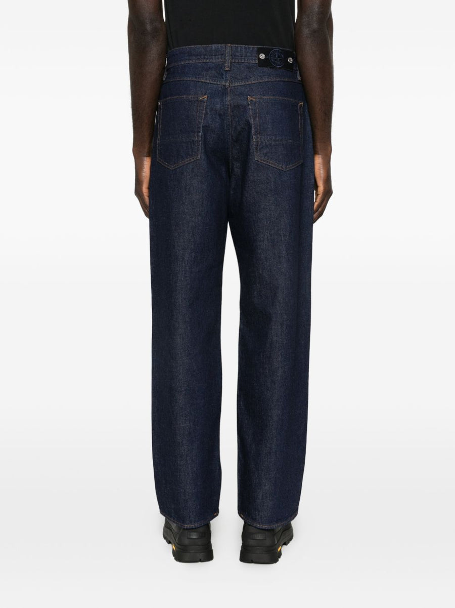 Stone Island Denim Jeans Navy 100 Percent Cotton For Men Five Pocket Comfort Everyday Wear
