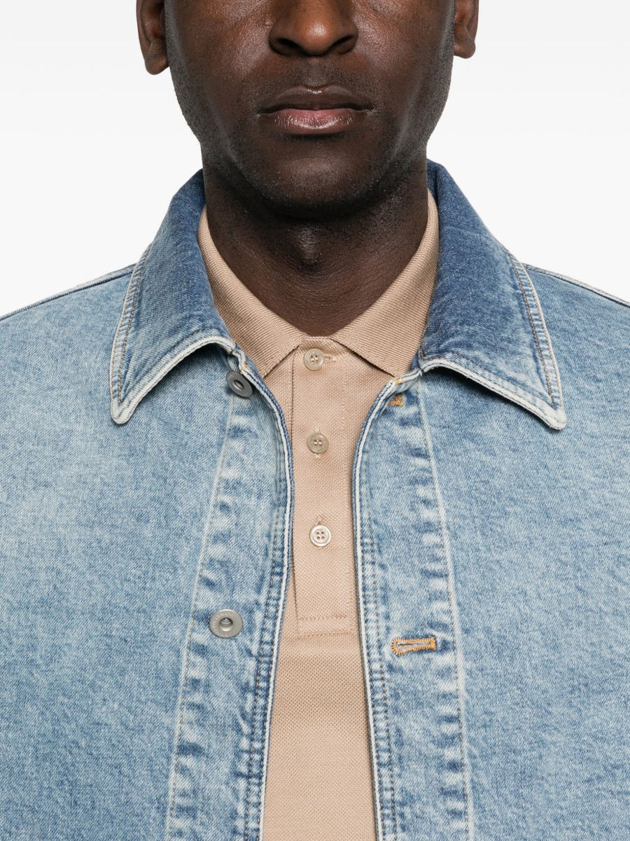 Emporio Armani Denim Jacket For Men Light Blue Stretch Cotton Timeless Smart Casual Outerwear