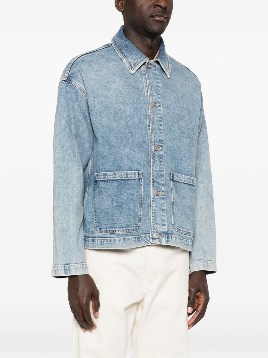 Emporio Armani Denim Jacket For Men Light Blue Stretch Cotton Timeless Smart Casual Outerwear