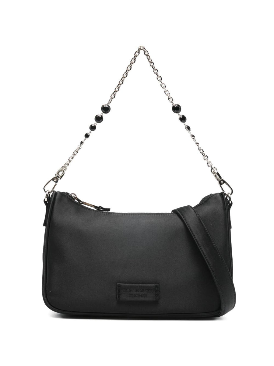 Beaded Chain Shoulder Bag Emporio Armani For Women Elegant Compact Baguette Style