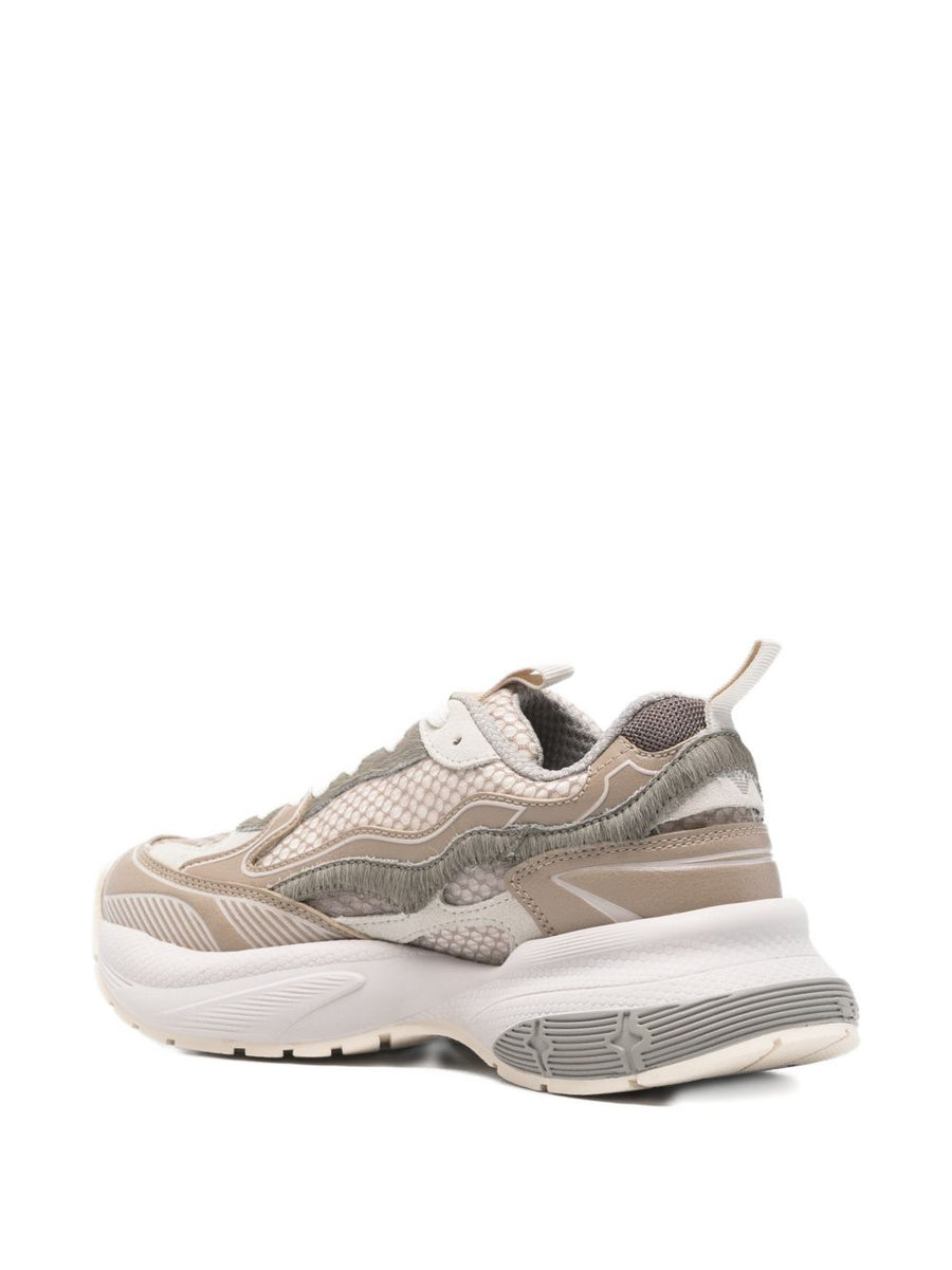 Emporio Armani Mesh Sneakers for Women Beige Breathable Mesh Upper Luxury Details and High Rubber Sole