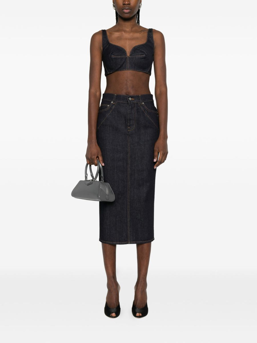 Givenchy Denim Cotton Bra Top For Women With Sculpted Lines And Raw Denim Texture