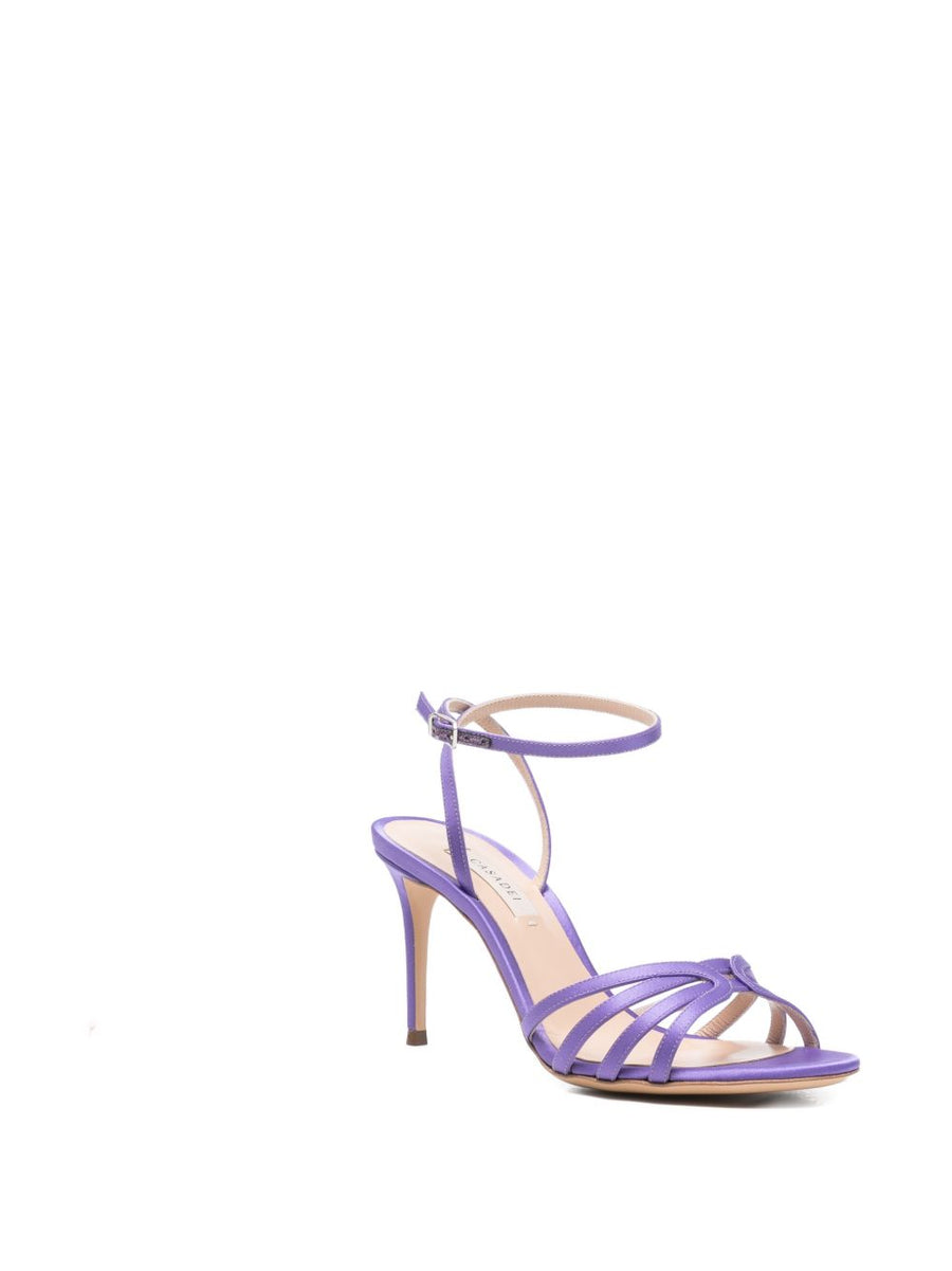 Casadei Julia Violet Leather Sandals For Women With Ankle Strap And 9cm Heel For Elegant Evenings