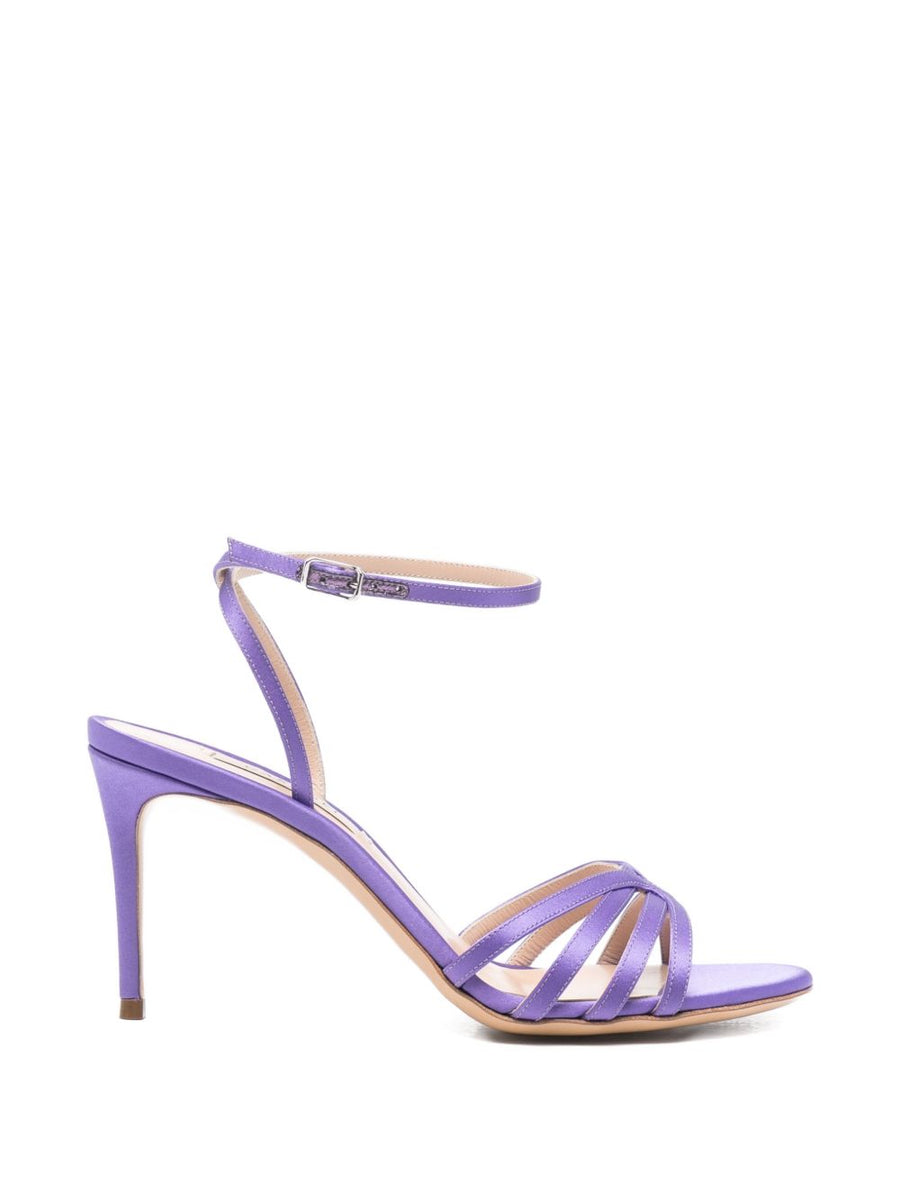 Casadei Julia Violet Leather Sandals For Women With Ankle Strap And 9cm Heel For Elegant Evenings
