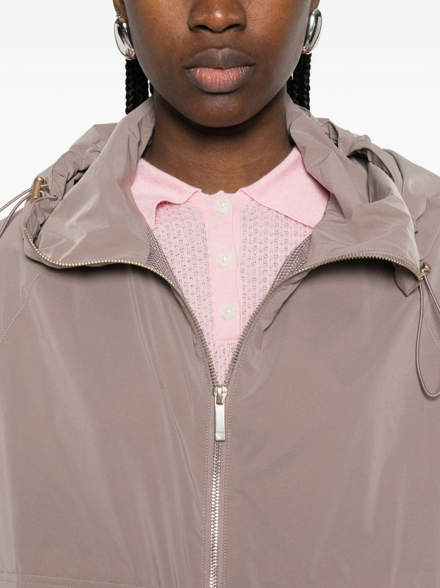 Emporio Armani Nylon Blouson Jacket For Women With Hood Front Zip Lightweight Luxury Outerwear
