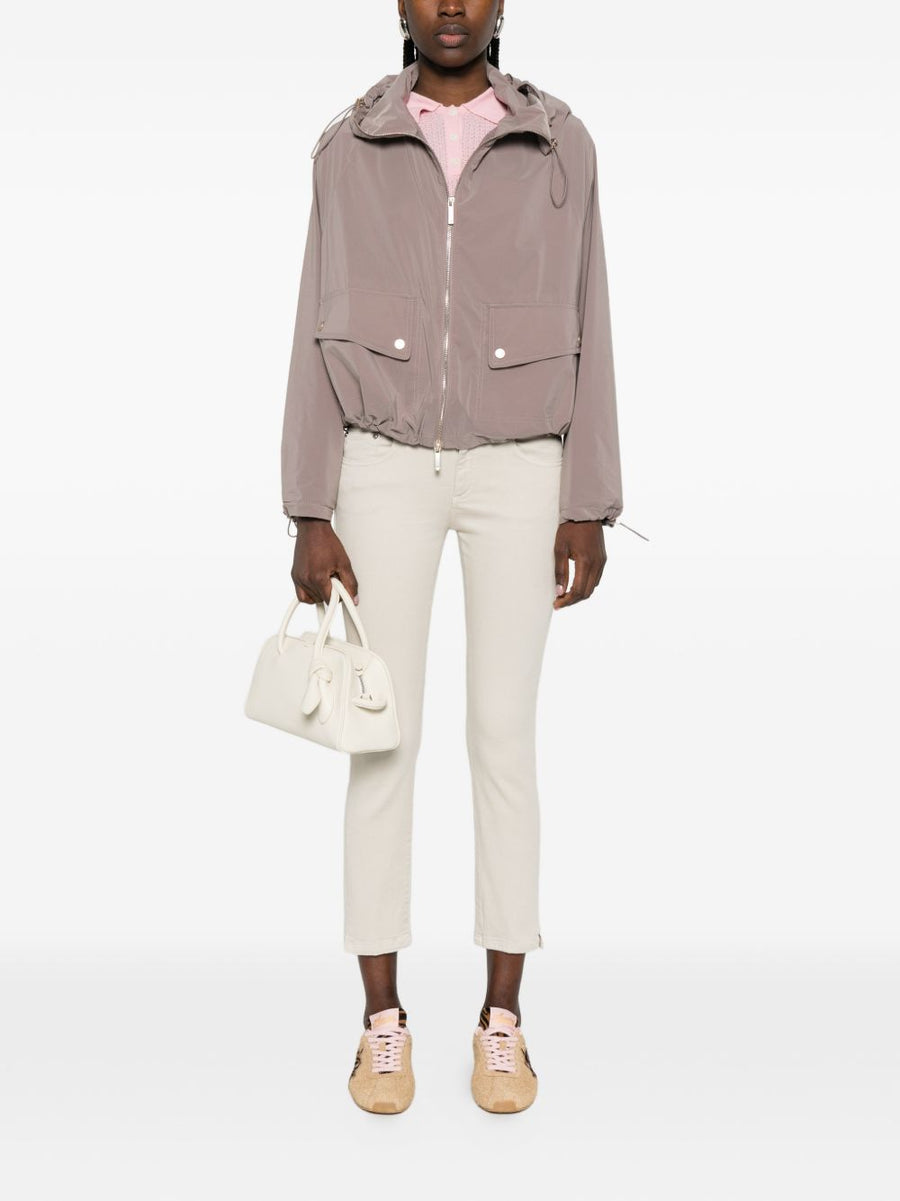 Emporio Armani Nylon Blouson Jacket For Women With Hood Front Zip Lightweight Luxury Outerwear