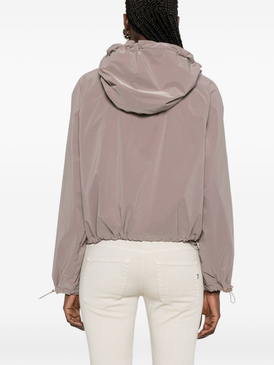 Emporio Armani Nylon Blouson Jacket For Women With Hood Front Zip Lightweight Luxury Outerwear