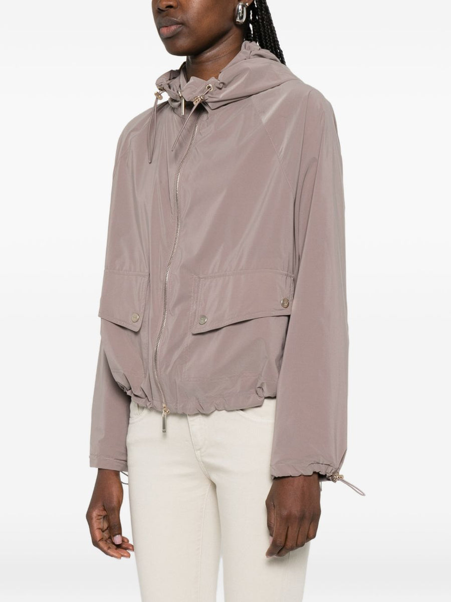 Emporio Armani Nylon Blouson Jacket For Women With Hood Front Zip Lightweight Luxury Outerwear