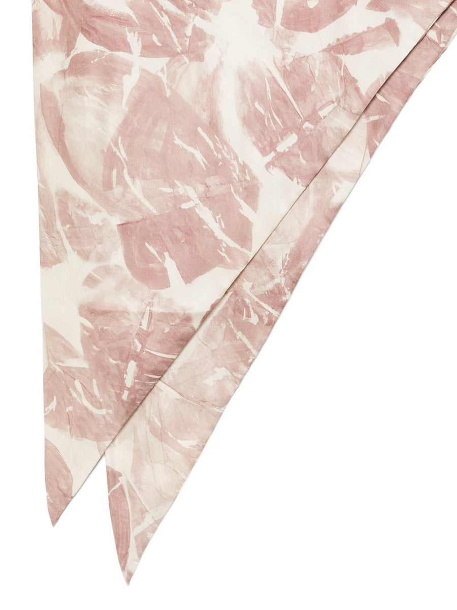 Alysi Silk Scarf For Women Luxury Floral Print Powder Color With Pointed Ends For Resort Wear And Everyday Luxe