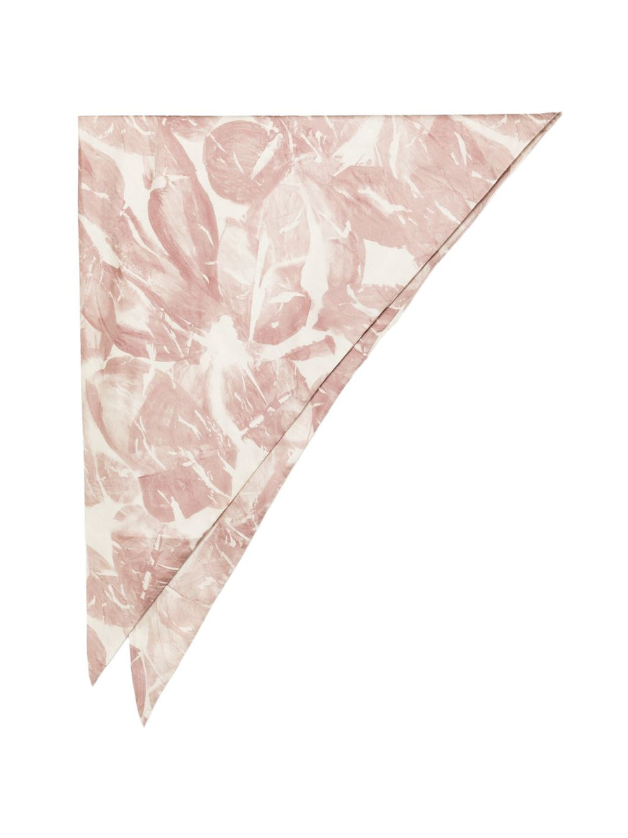 Alysi Silk Scarf For Women Luxury Floral Print Powder Color With Pointed Ends For Resort Wear And Everyday Luxe