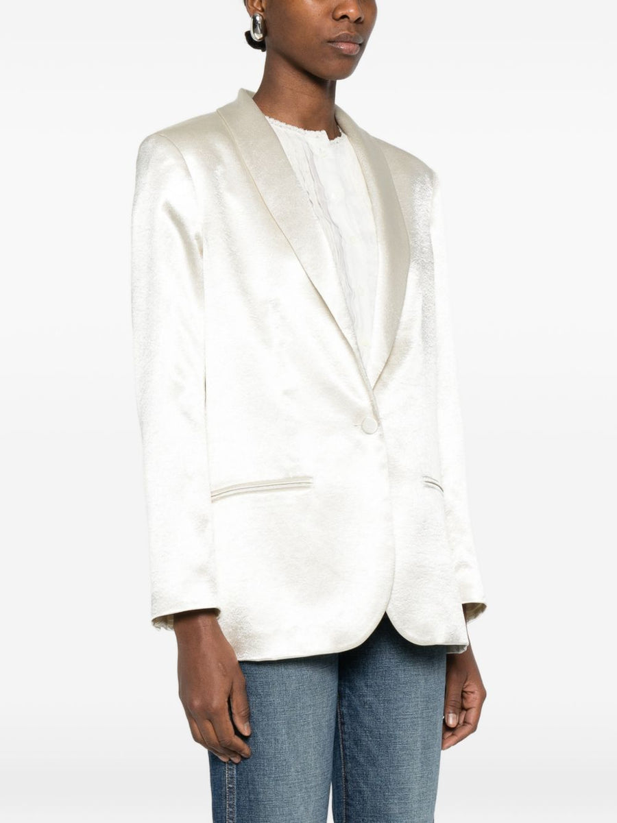 Alysi Silk and Nylon Single-Breasted White Blazer for Women Tailored Versatile Office to Casual