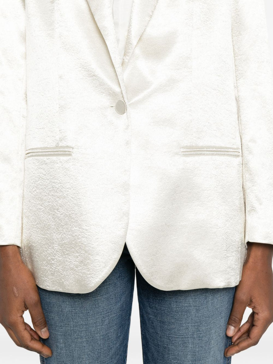 Alysi Silk and Nylon Single-Breasted White Blazer for Women Tailored Versatile Office to Casual