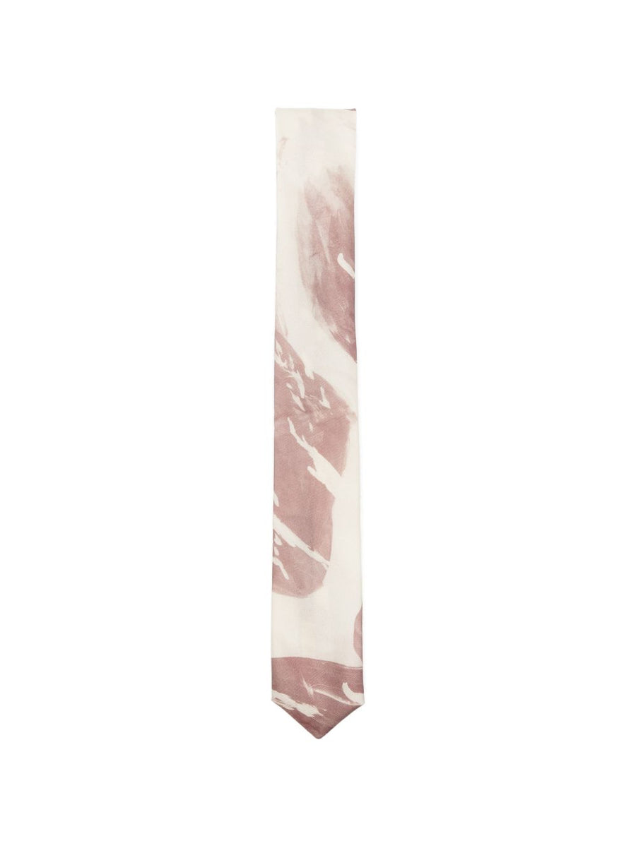 Alysi Silk Tie For Women 100 Percent Seta Powder Printed Pattern Luxurious Everyday Polish