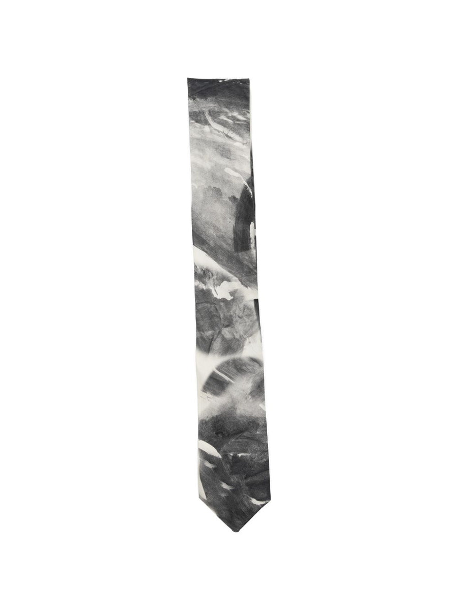 Alysi Printed Silk Tie For Women With Subtle Motif In Black Luxury Silk Accessory