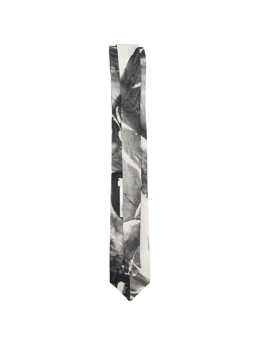 Alysi Printed Silk Tie For Women With Subtle Motif In Black Luxury Silk Accessory