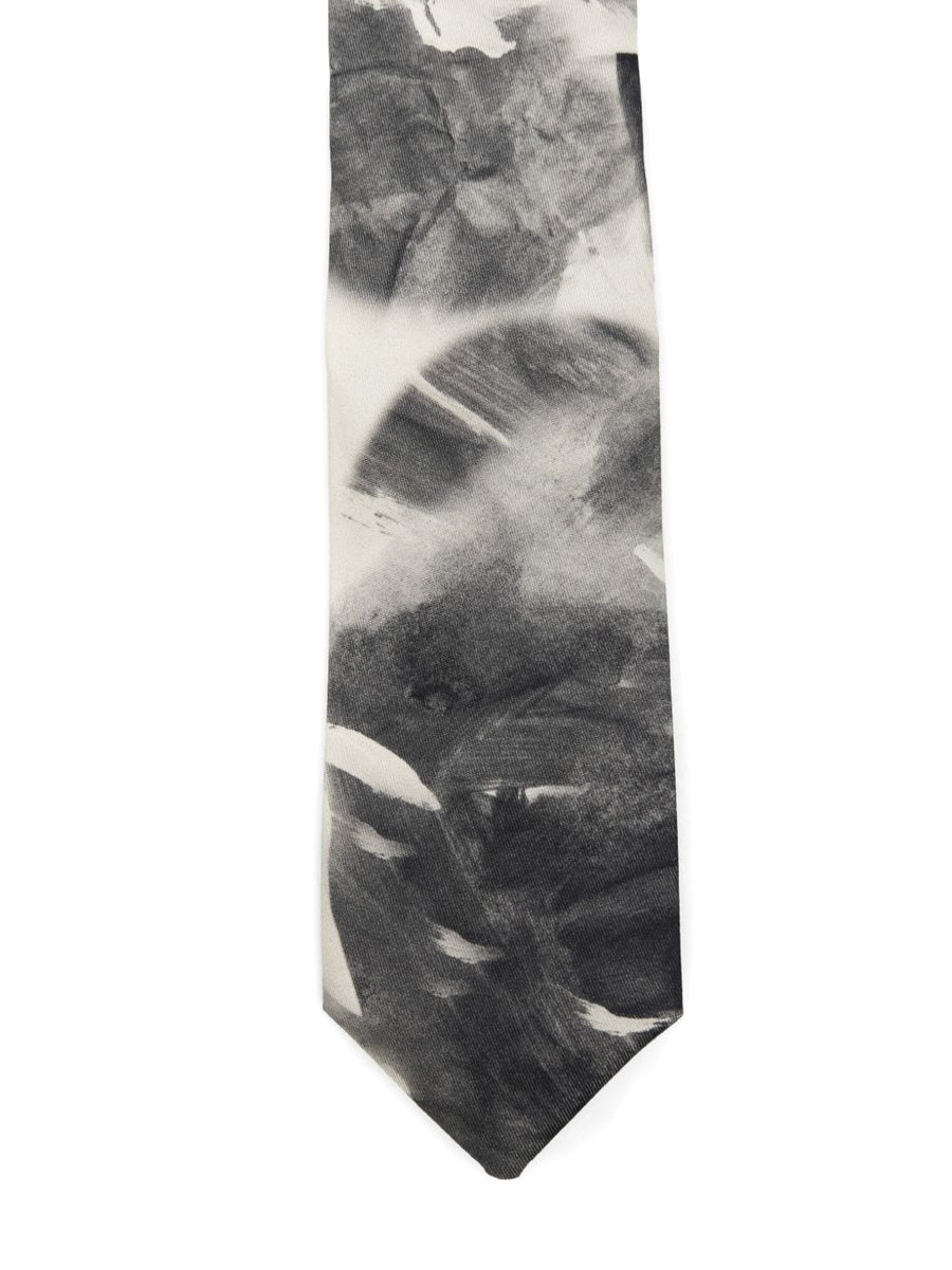 Alysi Printed Silk Tie For Women With Subtle Motif In Black Luxury Silk Accessory