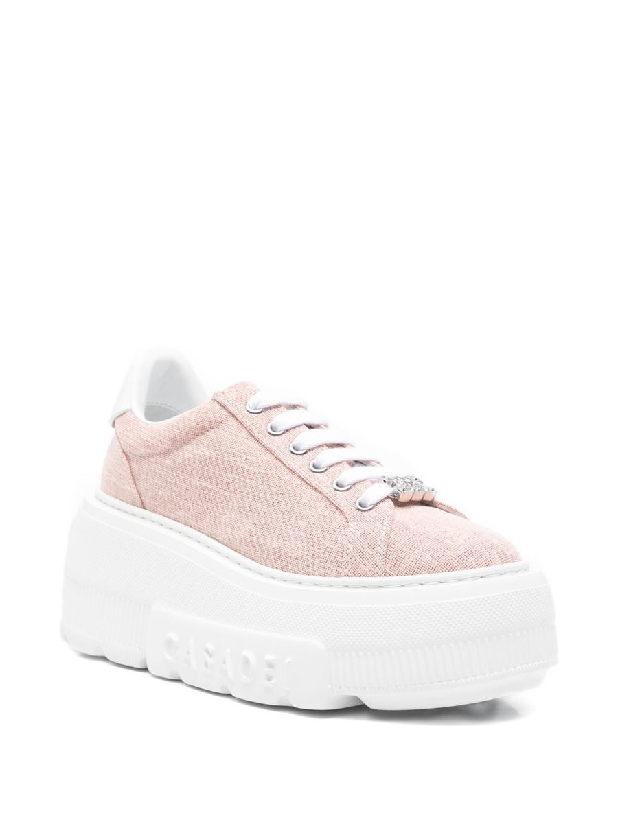 Casadei Nexus Platform Sneakers For Women Luxury Techno Futuristic With Camel Suede And Faux Fur Lining 7 Cm Heel