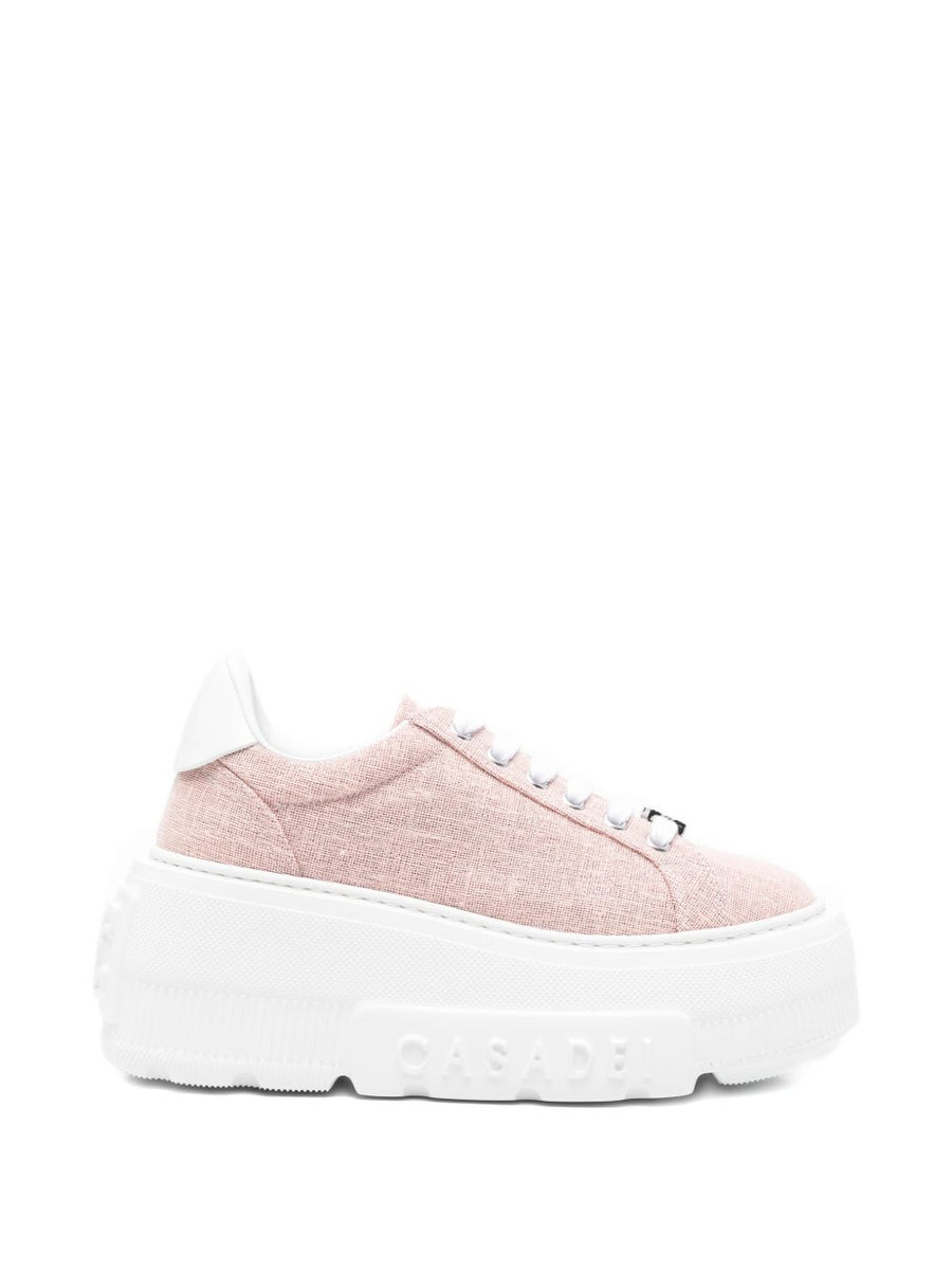 Casadei Nexus Platform Sneakers For Women Luxury Techno Futuristic With Camel Suede And Faux Fur Lining 7 Cm Heel